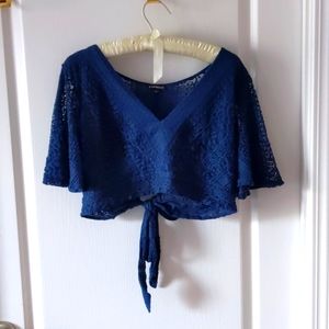 Express Blue Lace Overshirt